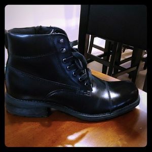 Black leather boots